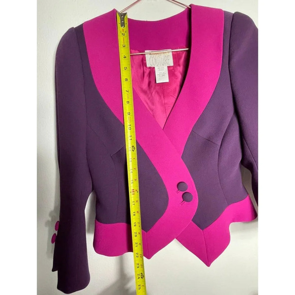 Manzoni Couture Womens Wool Silk Single Breasted Blazer Jacket Fuchsia Pink 12 - Picture 5 of 8